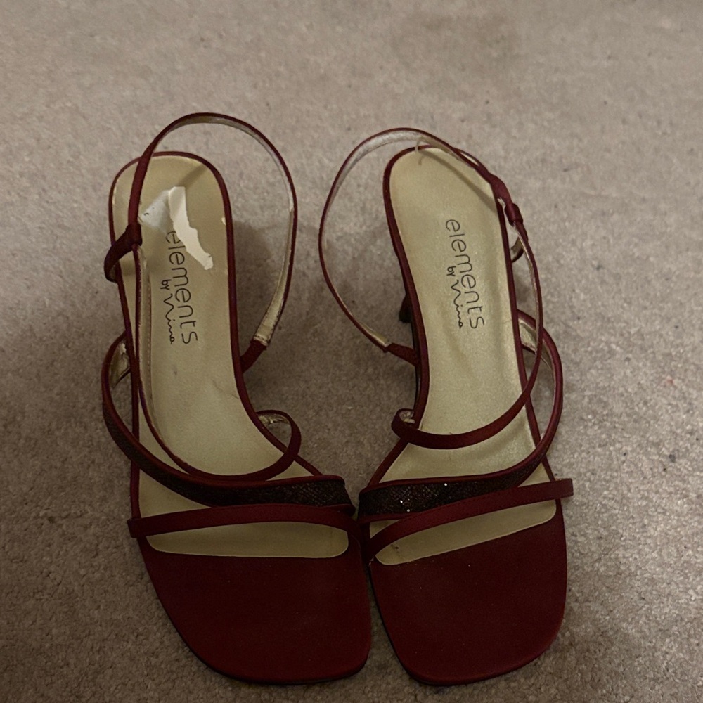 Elements by Nina Women's Burgundy Strappy Heels